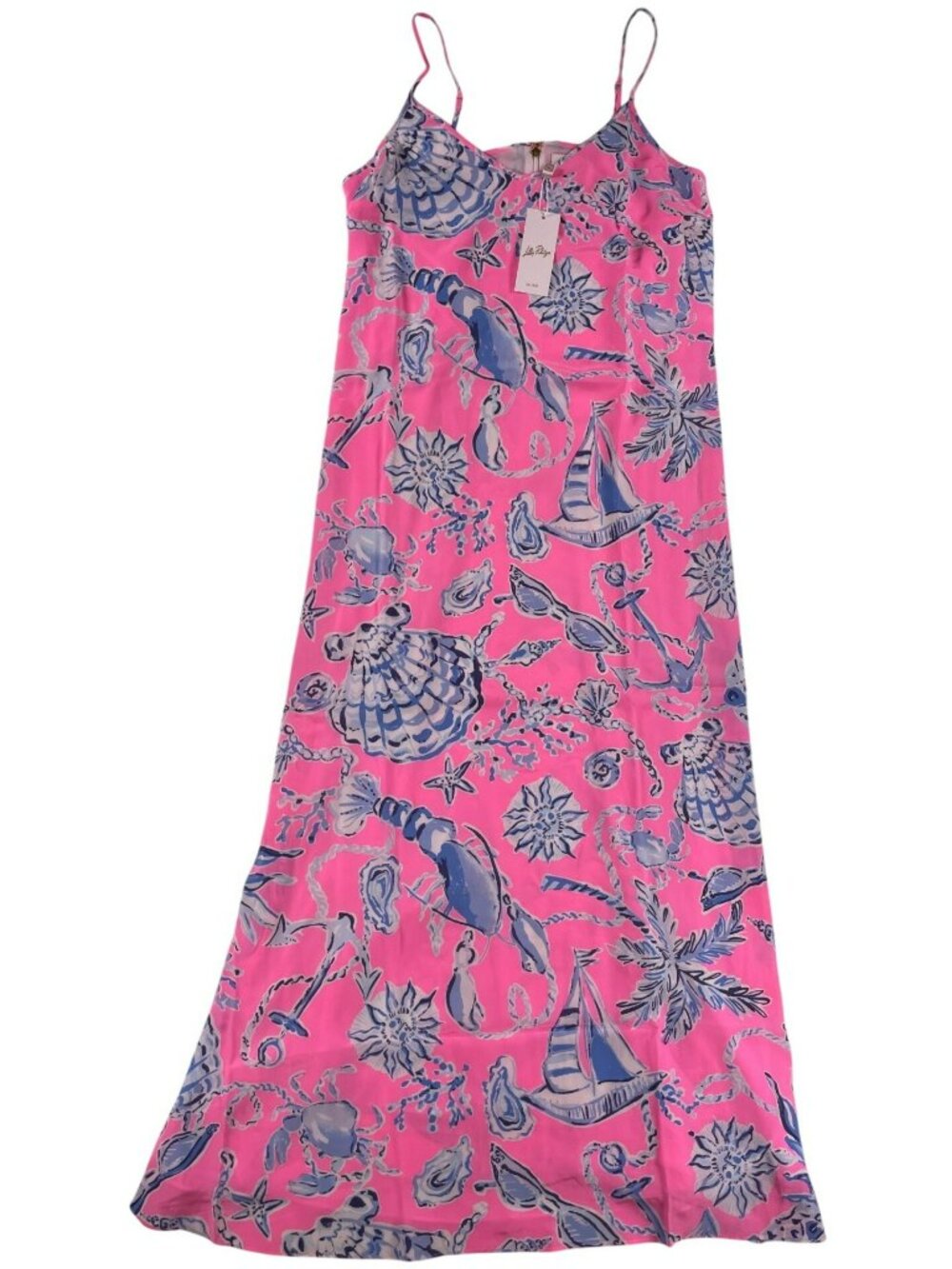 Lilly Pulitzer Verica Silk Maxi Dress Pink Barefoot Beachcombers Size 8 NEW